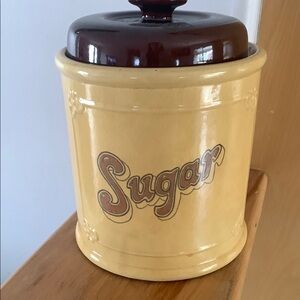 Vintage Ceramic Sugar Canister - Yellow and Brown